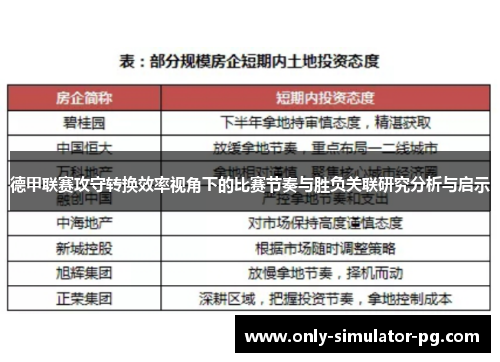 德甲联赛攻守转换效率视角下的比赛节奏与胜负关联研究分析与启示